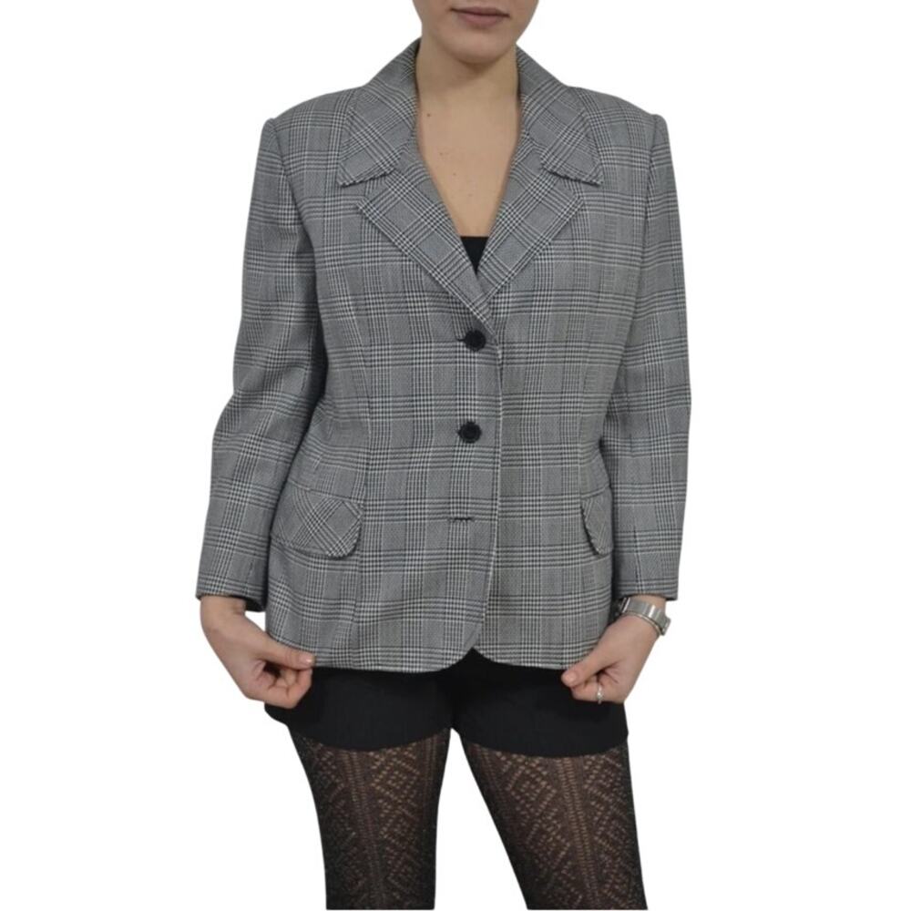 Vintage Lauren Ralph Lauren Glen Plaid Blazer Jacket Sz 10 Equestrian Wool blend